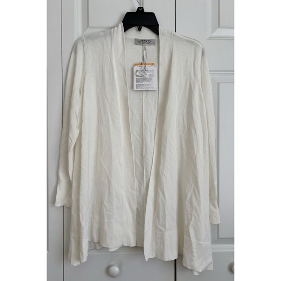 KASPER WOMEN'S CARDIGAN SWEATER SIZE SMALL WHITE RETAIL $89.00  COTTON/VISCOSE - Picture 2 of 7